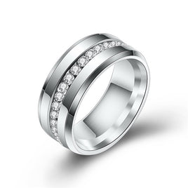 Unisex Stainless Steel CZ Stone Ring