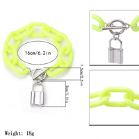 Women Yellow Acrylic Chain Lock Pendant Bracelet