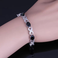 Women Oval Black Cubic Zirconia Bracelet