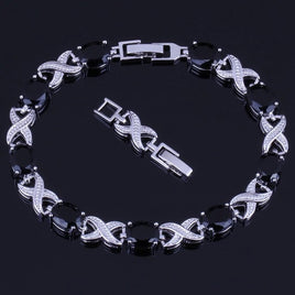 Women Oval Black Cubic Zirconia Bracelet