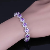 Exclusive Flower Purple Cubic Zirconia Bracelet