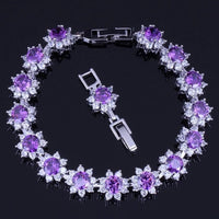 Exclusive Flower Purple Cubic Zirconia Bracelet