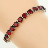 Bridal Red Garnet Zirconia 925 Silver Plated Bracelet