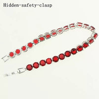 Bridal Red Garnet Zirconia 925 Silver Plated Bracelet