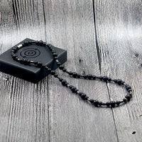 Unisex Classic Vintage Matt Black Stone Necklace