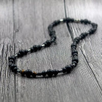 Unisex Classic Vintage Matt Black Stone Necklace