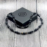 Unisex Classic Vintage Matt Black Stone Necklace