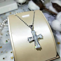 925 Sterling Silver Plated Cross Pendant Necklace