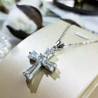 925 Sterling Silver Plated Cross Pendant Necklace