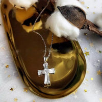 925 Sterling Silver Plated Cross Pendant Necklace