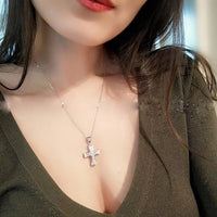 925 Sterling Silver Plated Cross Pendant Necklace