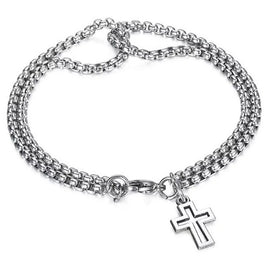 Double Layer Chain Cross Pendant Bracelet