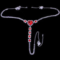 Sexy Red Rhinestone Pantie Body Jewelry