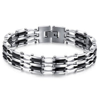 Stainless Steel Black Silicon Men Bracelet