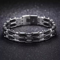 Stainless Steel Black Silicon Men Bracelet