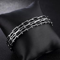 Stainless Steel Black Silicon Men Bracelet