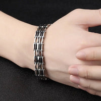 Stainless Steel Black Silicon Men Bracelet