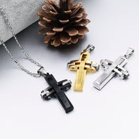 Unisex Stainless Steel Cross Pendant Necklace