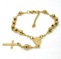 Stainless Steel Cross Pendant Bead Bracelet