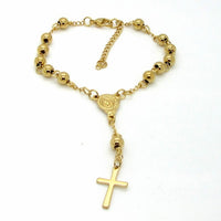 Stainless Steel Cross Pendant Bead Bracelet