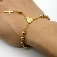 Stainless Steel Cross Pendant Bead Bracelet