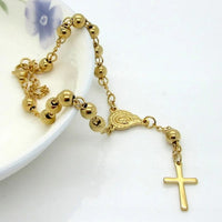 Stainless Steel Cross Pendant Bead Bracelet