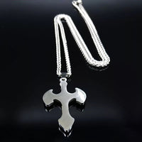 Stainless Steel Cross Pendant Long Necklace