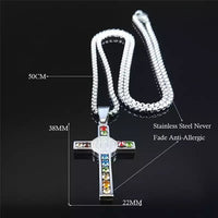 Stainless Steel Crystal Cross Pendant Necklace