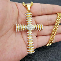 Vintage Stainless Steel Cross Pendant Necklace