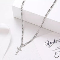 Stainless Steel Hollow Out Cross Pendant Necklace