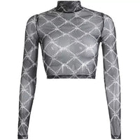 Women Mesh Tee Shirt Femme Long Sleeve Top