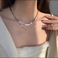 925 Sterling Silver Plated Double Layer Necklace