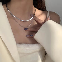 925 Sterling Silver Plated Double Layer Necklace