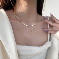 925 Sterling Silver Plated Double Layer Necklace