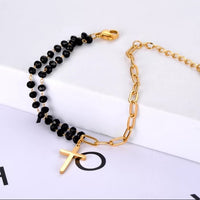 Stainless Steel Black Crystal Chain Bracelet