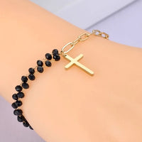 Stainless Steel Black Crystal Chain Bracelet