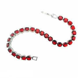 Bridal Red Garnet Zirconia 925 Silver Plated Bracelet