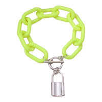 Women Yellow Acrylic Chain Lock Pendant Bracelet