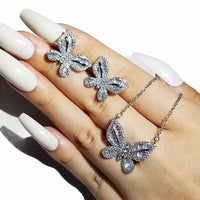 Luxury Butterfly 925 Sterling Silver Jewelry Set