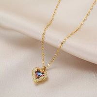 Luxury Stainless Steel Zircon Crystal Necklace