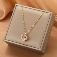 Luxury Stainless Steel Zircon Crystal Necklace