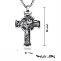 Vintage Stainless Steel Jesus Cross Pendant Necklace