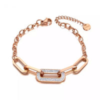 Stainless Steel CZ Crystal Chain Bracelet