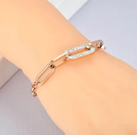 Stainless Steel CZ Crystal Chain Bracelet