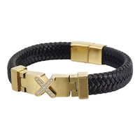 Stainless Steel Leather Elegant Bracelet For Men