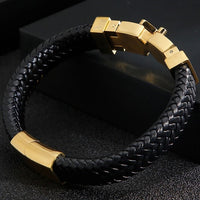 Stainless Steel Leather Elegant Bracelet For Men