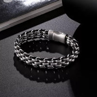 Men Stainless Steel Chain Charm Leather Bracelet