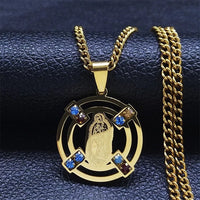 The Virgin Mary Stainless Steel Colorful Crystal Necklace