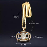 The Virgin Mary Stainless Steel Colorful Crystal Necklace