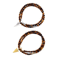 Men Arrow 6mm Brown Beaded Charm Necklace